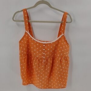 Sonoma Top Peach With Floral Print Size Medium Adjustable Straps Summer Top